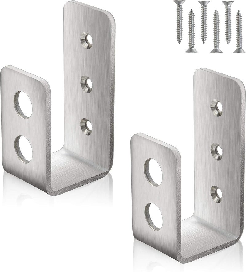 Sihnman دعامات حواجز الأبواب 2x4 (1.5x3.5 بوصة) (قطعتان) | حامل قضيب مفتوح قابل للسقوط من الفولاذ المقاوم للصدأ البحري على شكل حرف U للأخشاب 2x4 كتعزيز أمني للأبواب، مانع للأبواب، حظيرة، مخزن، مرآب، بوابة - Image 1